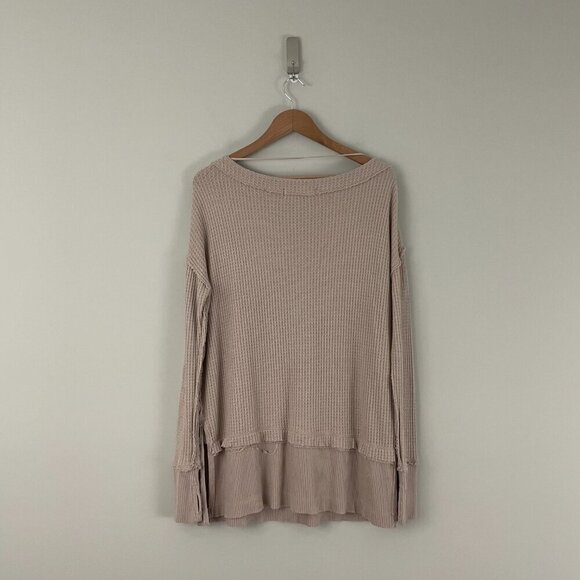 Free People We The Free Beige North Shore Thermal Tunic Size XS - Picture 2 of 7